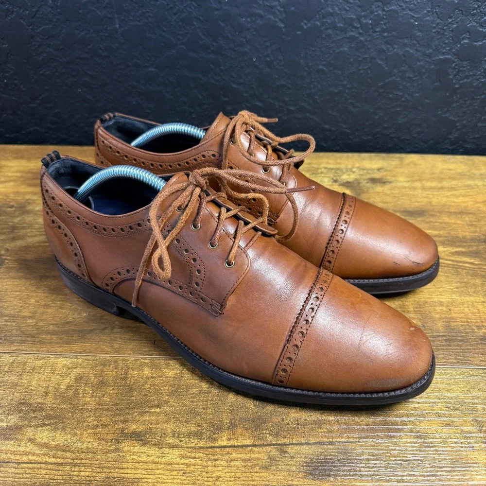 Cole Haan Grand.OS C31097 British Tan Leather Cap Toe Oxford Mens 10 M